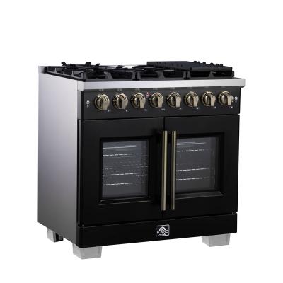 36" Forno Capriasca Freestanding French Door Dual Fuel Range - FFSGS6387-36BLK