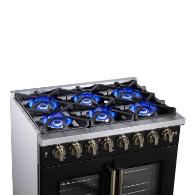 36" Forno Capriasca Freestanding French Door Dual Fuel Range - FFSGS6387-36BLK