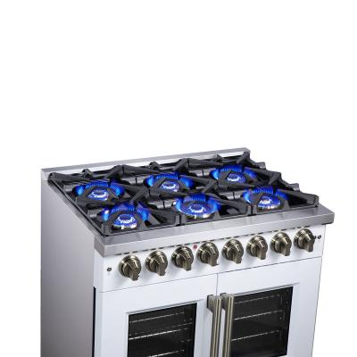 36" Forno Capriasca Freestanding French Door Dual Fuel Range - FFSGS6387-36WHT