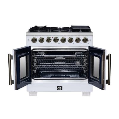 36" Forno Capriasca Freestanding French Door Dual Fuel Range - FFSGS6387-36WHT