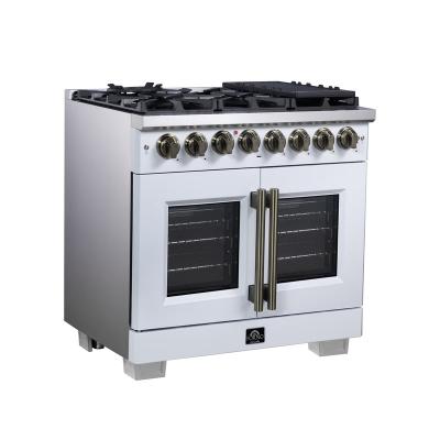 36" Forno Capriasca Freestanding French Door Dual Fuel Range - FFSGS6387-36WHT