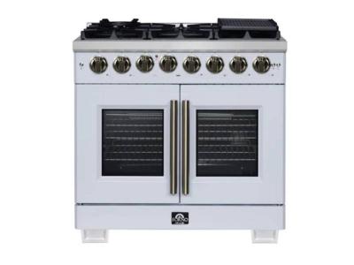 36" Forno Capriasca Freestanding French Door Dual Fuel Range - FFSGS6387-36WHT