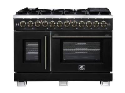 48" Forno Capriasca Freestanding French Door Dual Fuel Range - FFSGS6387-48BLK