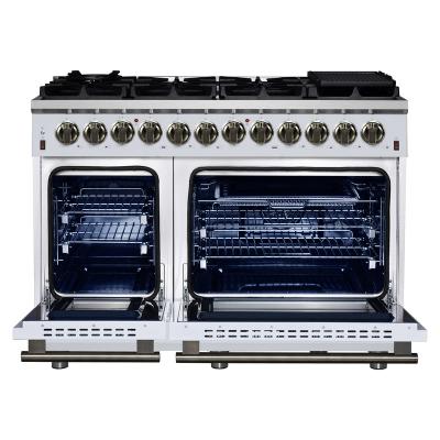 48" Forno Massimo Freestanding Dual Fuel Range in White with Antique Brass Accessories 8 Burners 6.58 Cu. Ft. Convection Oven - FFSGS6125-48WHT