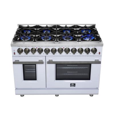 48" Forno Massimo Freestanding Dual Fuel Range in White with Antique Brass Accessories 8 Burners 6.58 Cu. Ft. Convection Oven - FFSGS6125-48WHT