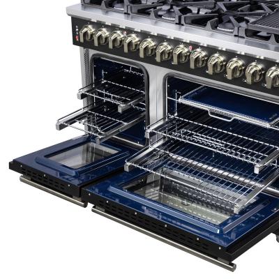 48" Forno Massimo Freestanding Dual Fuel Range in Black with Antique Brass Accessories 8 Burners 6.58 Cu. Ft. Convection Oven - FFSGS6125-48BLK