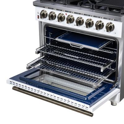 36" Forno Massimo Freestanding Dual Fuel Range in White with Antique Brass Accessories 6 Burners 5.36 Cu. Ft. Convection Oven - FFSGS6125-36WHT