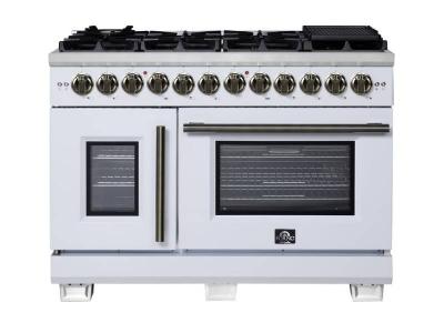 48" Forno Capriasca Freestanding French Door Dual Fuel Range - FFSGS6387-48WHT