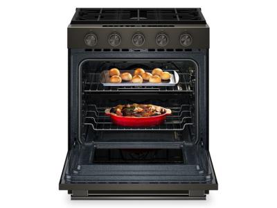 30" KitchenAid 5.0 Cu. Ft. Smart Slide-in Gas Range with Convection Cooking Modes and 2-in-1 Burner - KSGS530SBE