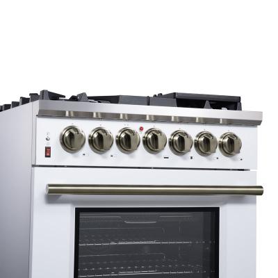 30" Forno Massimo Freestanding Dual Fuel Range in White with Antique Brass Accessories 4 Burners 4.32 Cu. Ft. Convection Oven - FFSGS6125-30WHT