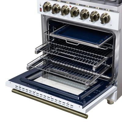 30" Forno Massimo Freestanding Dual Fuel Range in White with Antique Brass Accessories 4 Burners 4.32 Cu. Ft. Convection Oven - FFSGS6125-30WHT