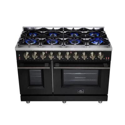 48" Forno Massimo Black Freestanding 8 Burners True Convection Oven Gas Range - FFSGS6239-48BLK