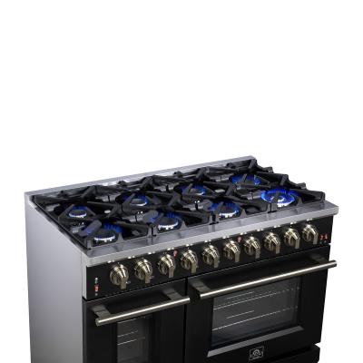 48" Forno Massimo Black Freestanding 8 Burners True Convection Oven Gas Range - FFSGS6239-48BLK