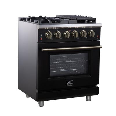 30" Forno Massimo Black Freestanding 5 Burner True Convection Oven Gas Range - FFSGS6239-30BLK