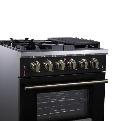 30" Forno Massimo Black Freestanding 5 Burner True Convection Oven Gas Range - FFSGS6239-30BLK