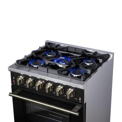 30" Forno Massimo Black Freestanding 5 Burner True Convection Oven Gas Range - FFSGS6239-30BLK