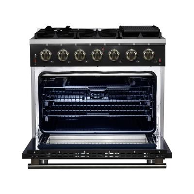 36" Forno Massimo Black Freestanding 6 Sealed Burners Gas Range Convection Oven Energy Efficient - FFSGS6239-36BLK