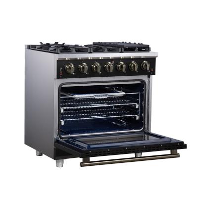 36" Forno Massimo Black Freestanding 6 Sealed Burners Gas Range Convection Oven Energy Efficient - FFSGS6239-36BLK