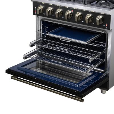 36" Forno Massimo Black Freestanding 6 Sealed Burners Gas Range Convection Oven Energy Efficient - FFSGS6239-36BLK