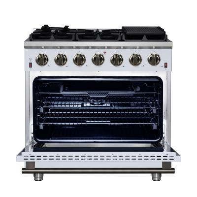 36" Forno Massimo White Freestanding 6 Sealed Burners Gas Range Convection Oven Energy Efficient - FFSGS6239-36WHT
