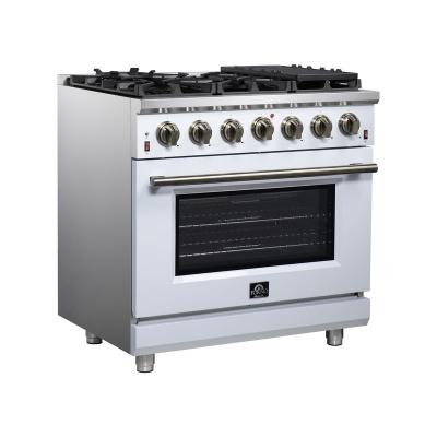36" Forno Massimo White Freestanding 6 Sealed Burners Gas Range Convection Oven Energy Efficient - FFSGS6239-36WHT