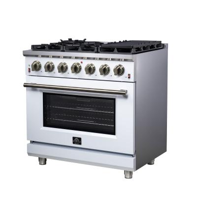 36" Forno Massimo White Freestanding 6 Sealed Burners Gas Range Convection Oven Energy Efficient - FFSGS6239-36WHT