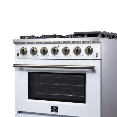 36" Forno Massimo White Freestanding 6 Sealed Burners Gas Range Convection Oven Energy Efficient - FFSGS6239-36WHT
