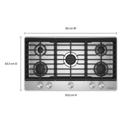 36" KitchenAid Gas-on-Metal Cooktop with 5 Versatile Burners - KCGK336SSS