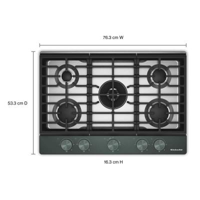 30" Kitchenaid Gas-on-Metal Cooktop with an Integrated Wok Grate - KCGK530SJP