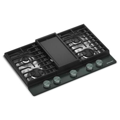 30" KitchenAid Gas-on-Metal Cooktop with an Integrated Wok Grate - KCGK730SJP