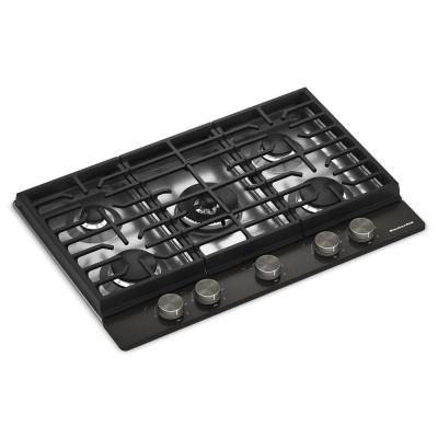 30" KitchenAid Gas-on-Metal Cooktop with an Integrated Wok Grate - KCGK730SBE