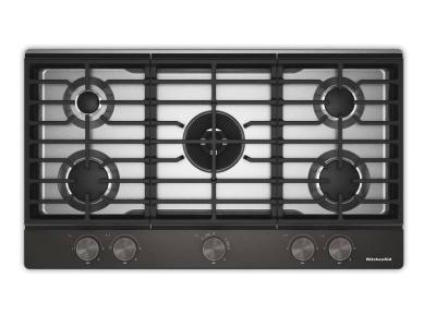 36" Kitchenaid Gas-on-Metal Cooktop with an Integrated Wok Grate - KCGK736SBE