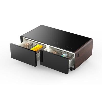 Forno Evoluto Tavolo 51" Smart Coffee Table with Wood-Accent Sides - Dual Cooling Zones Wireless Charging Pad and Built-In Bluetooth Speakers - FCTFR7006-51WD