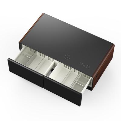 Forno Evoluto Tavolo 51" Smart Coffee Table with Wood-Accent Sides - Dual Cooling Zones Wireless Charging Pad and Built-In Bluetooth Speakers - FCTFR7006-51WD