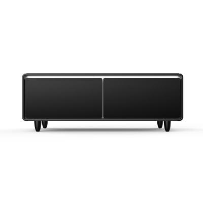 Forno Evoluto Tavolo 51" Black Smart Coffee Table with Dual Refrigerator Drawers Bluetooth 5.0 Audio Wireless Charging and RGB Ambient Light - FCTFR7006-51BLK