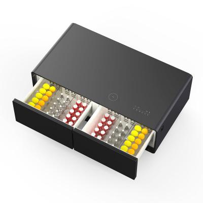 Forno Evoluto Tavolo 51" Black Smart Coffee Table with Dual Refrigerator Drawers Bluetooth 5.0 Audio Wireless Charging and RGB Ambient Light - FCTFR7006-51BLK