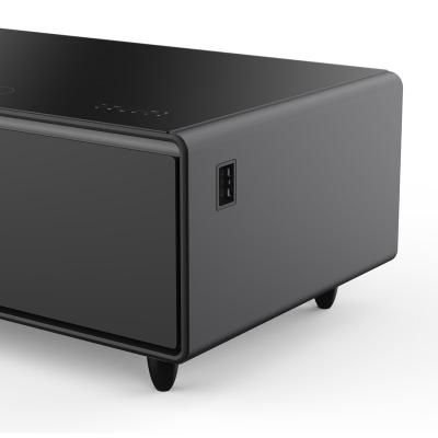 Forno Evoluto Tavolo 51" Black Smart Coffee Table with Dual Refrigerator Drawers Bluetooth 5.0 Audio Wireless Charging and RGB Ambient Light - FCTFR7006-51BLK