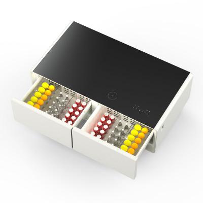 Forno Evoluto Tavolo 51" White Smart Coffee Table with Dual Refrigerator Drawers Bluetooth 5.0 Audio Wireless Charging & RGB Ambient Light - FCTFR7006-51WHT