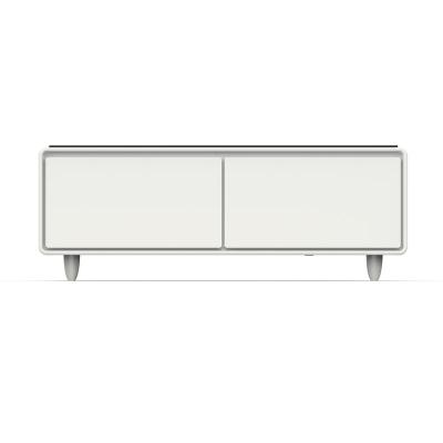 Forno Evoluto Tavolo 51" White Smart Coffee Table with Dual Refrigerator Drawers Bluetooth 5.0 Audio Wireless Charging & RGB Ambient Light - FCTFR7006-51WHT