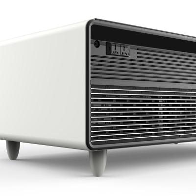 Forno Evoluto Tavolo 51" White Smart Coffee Table with Dual Refrigerator Drawers Bluetooth 5.0 Audio Wireless Charging & RGB Ambient Light - FCTFR7006-51WHT