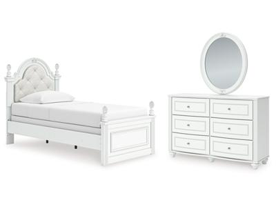 Signature Design by Ashley Kozlani Twin Upholstered Panel Bed, Dresser and Mirror - PCB1819B14