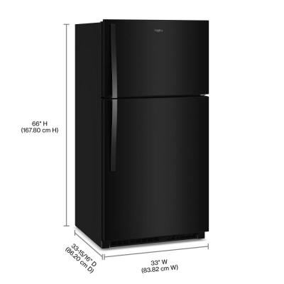 33" Whirlpool 21 Cu. Ft. Wide Top Freezer Refrigerator with Total Coverage Cooling - WRTX7421TB