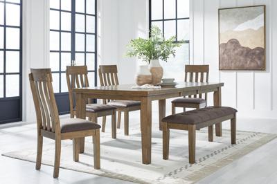 Signature Design by Ashley Urbinforte Extension Dining Table, 4 Chairs and Bench - PCD592D2