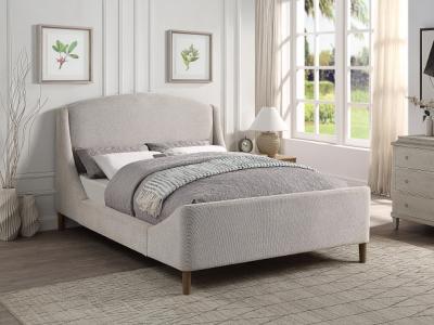 Sabrina Collection Queen Upholstered Platform Bed in Beige Chenille - 5835BEQ-K