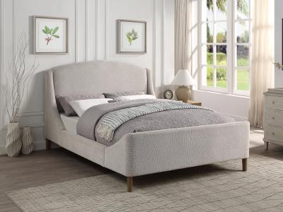 Sabrina Collection King Upholstered Platform Bed in Beige Chenille - 5835BEK-K