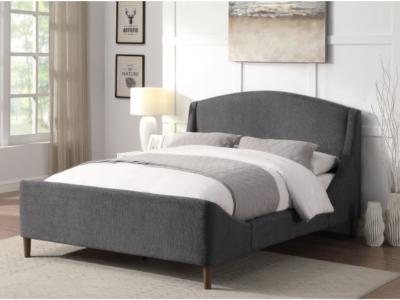 Sabrina Collection Queen Upholstered Platform Bed in Dark Grey Chenille - 5835DGQ-K