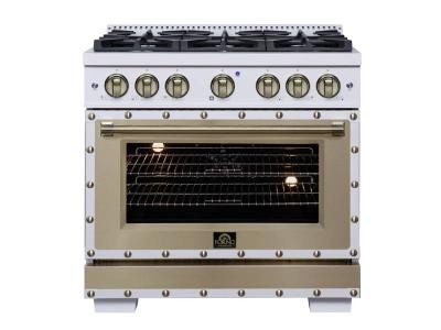 36" Forno 5.2 Cu. Ft. Valente Dual Fuel Range - FFSGS6199-36CPWHT