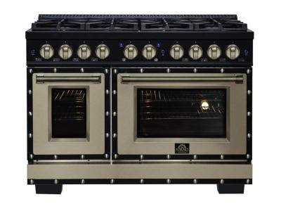 48" Forno Valente 6.7 Cu. Ft. Dual Fuel Range with 8 Sealed Burners - FFSGS6199-48CPBLK