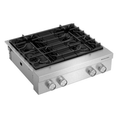 30" KitchenAid 4-Burner Gas Commercial-Style Rangetop - KCGK930TSS