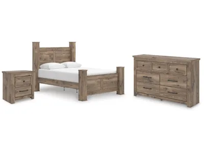 Signature Design by Ashley Rusticott Queen Poster Bed, Dresser and Nightstand - PCB2260B8